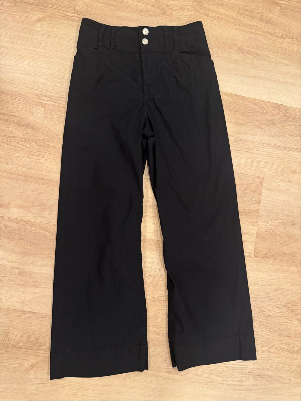 Anthropologie Black High-Rise Wide Leg Cropped Pants Size 28
